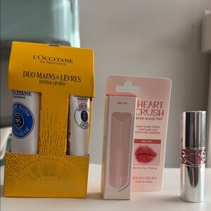 L'OCCITANE Yellow Hand & Lip Duo with Silver Lip Tint & YSL LIPSTICK